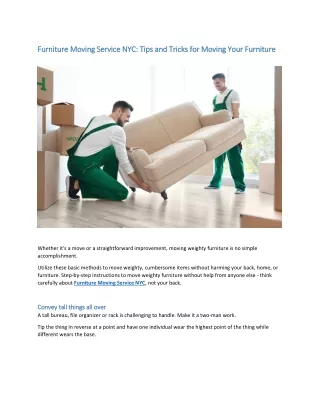 Furniture Moving Service NYC