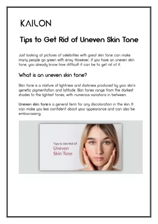 Tips to Get Rid of Uneven Skin Tone