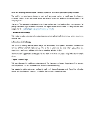 what are working methodologies followed by mobile