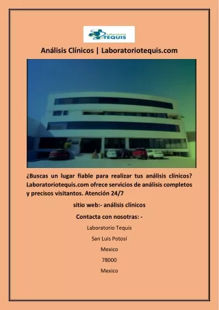 Análisis Clínicos | Laboratoriotequis.com
