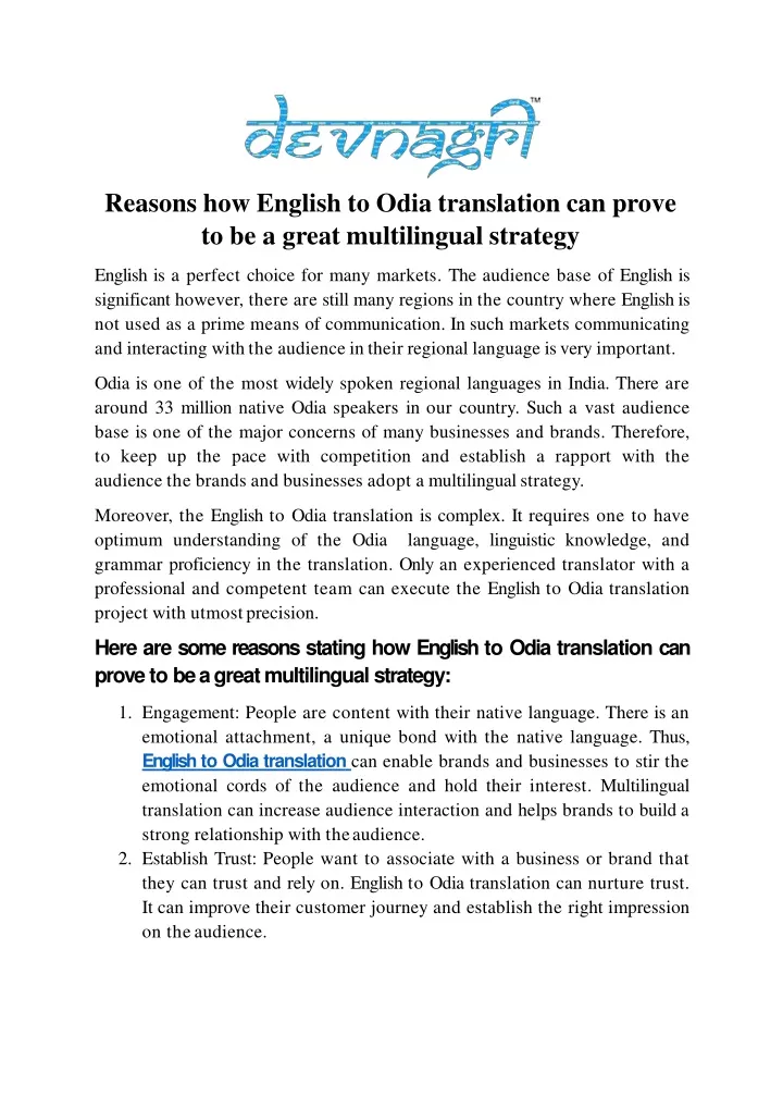 reasons how english to odia translation can prove