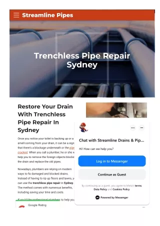 Trenchless pipe repair sydney	Trenchless pipe repair sydney