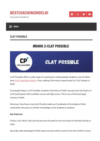 CLAT possible| best CLAT Coaching In Delhi