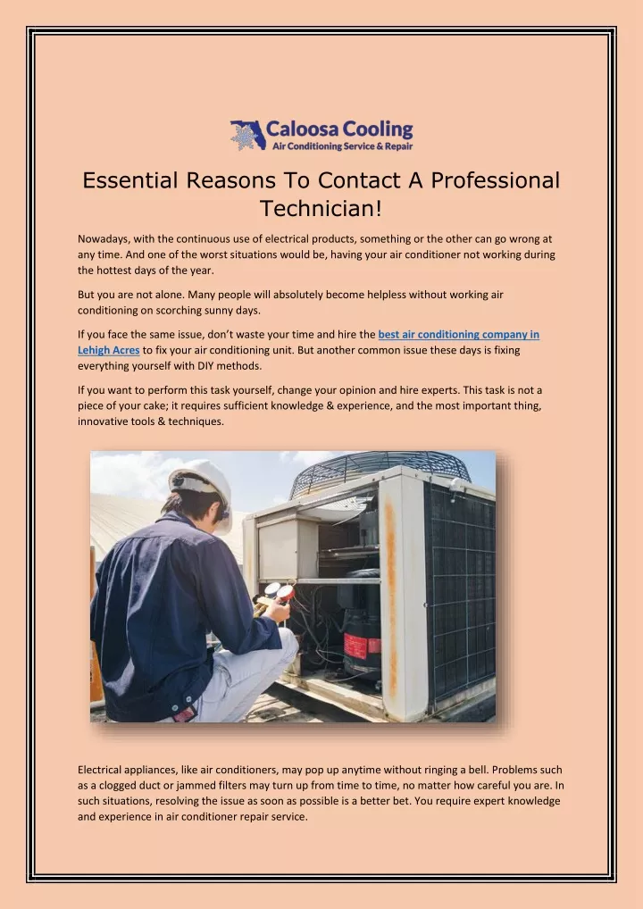 essential reasons to contact a professional