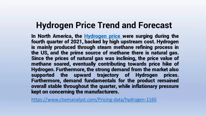 hydrogen price trend and forecast