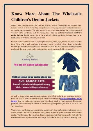 Wholesale Children denim jacket