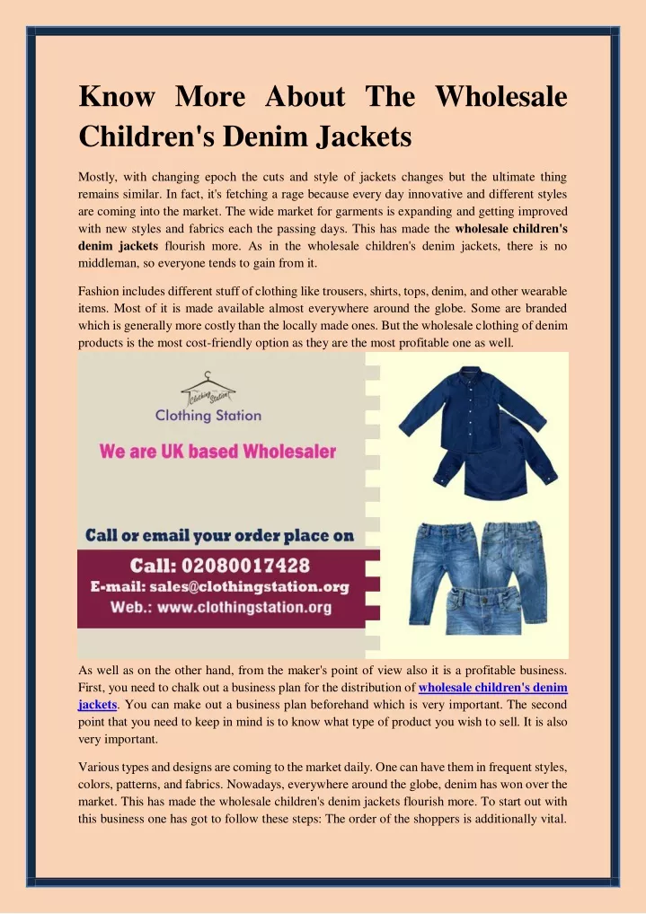 know more about the wholesale children s denim