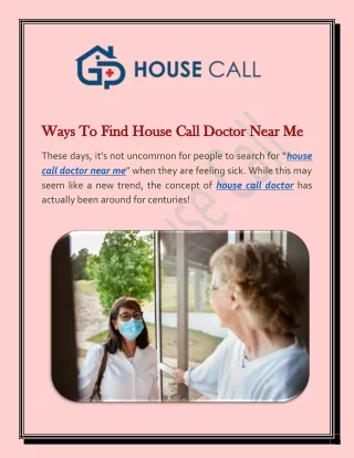 Ways To Find House Call Doctor Near Me