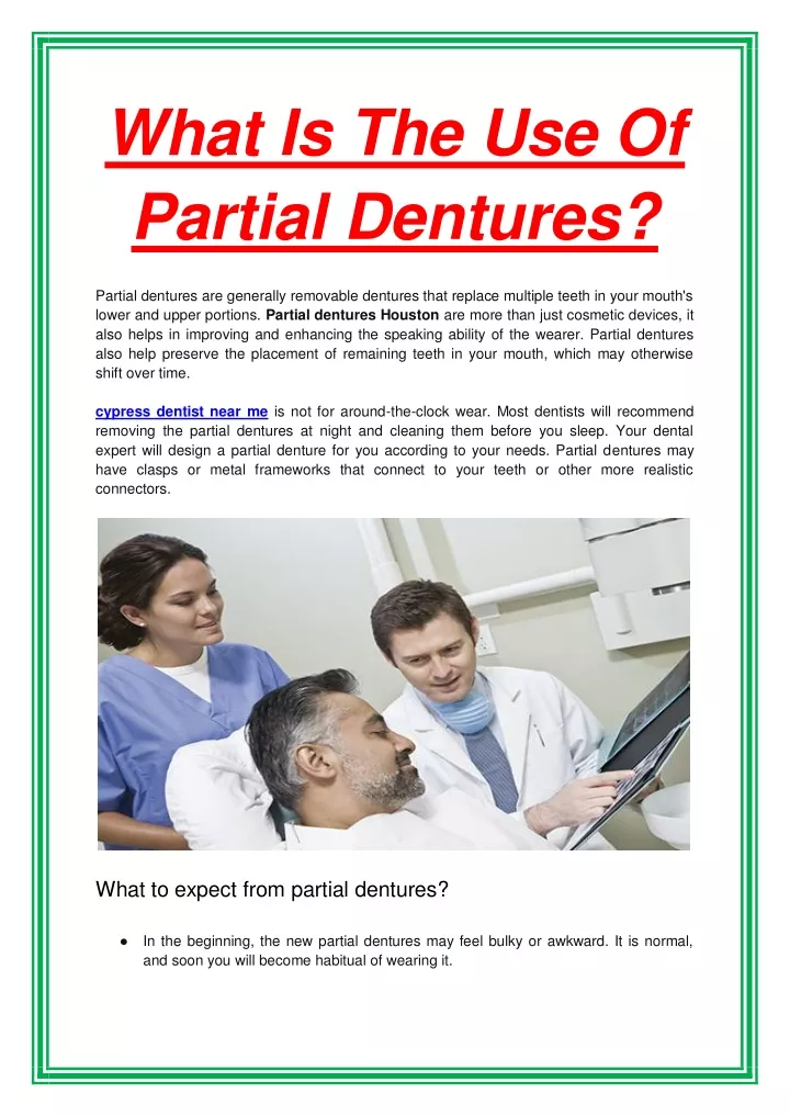 what is the use of partial dentures