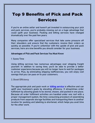 top 9 benefits of pick and pack services