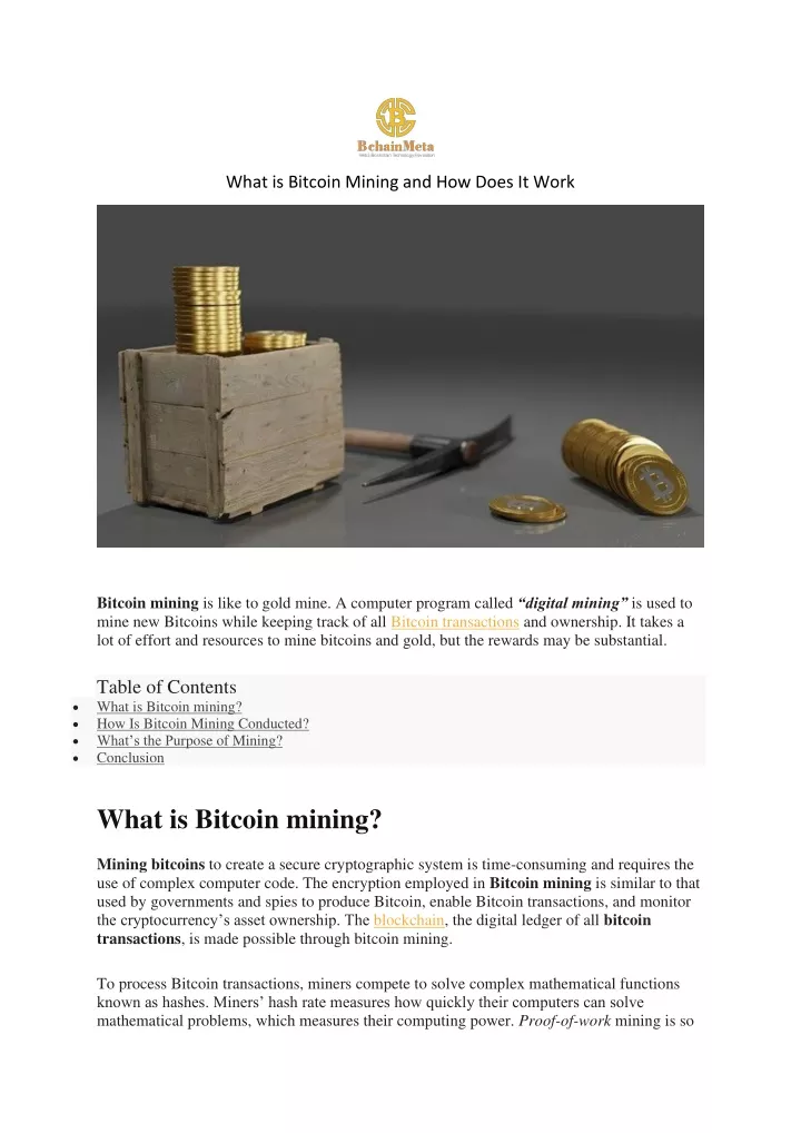 what is bitcoin mining and how does it work