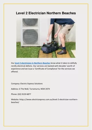 Level 2 Electrician Northern Beaches