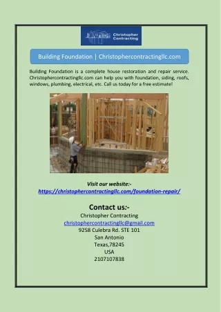 Building Foundation | Christophercontractingllc.com