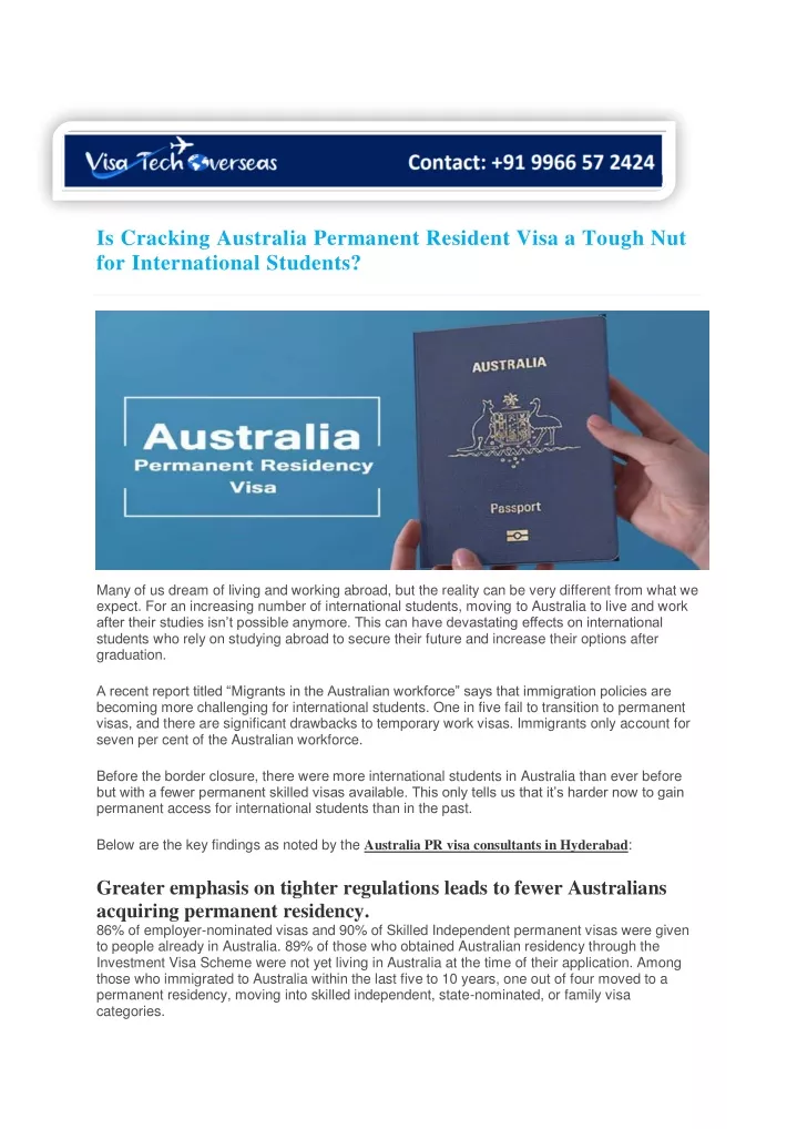 is cracking australia permanent resident visa