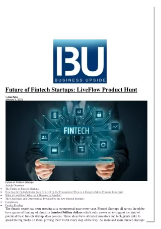 Future of Fintech Startups: LiveFlow Product Hunt