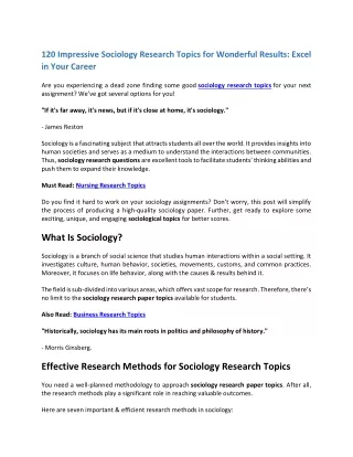 120 impressive sociology research topics
