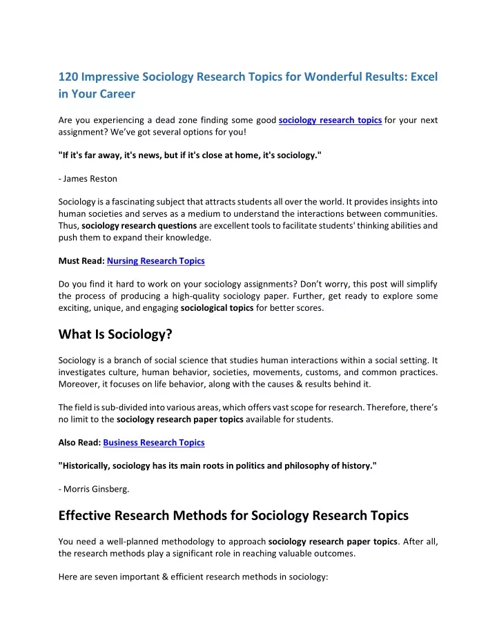 120 impressive sociology research topics