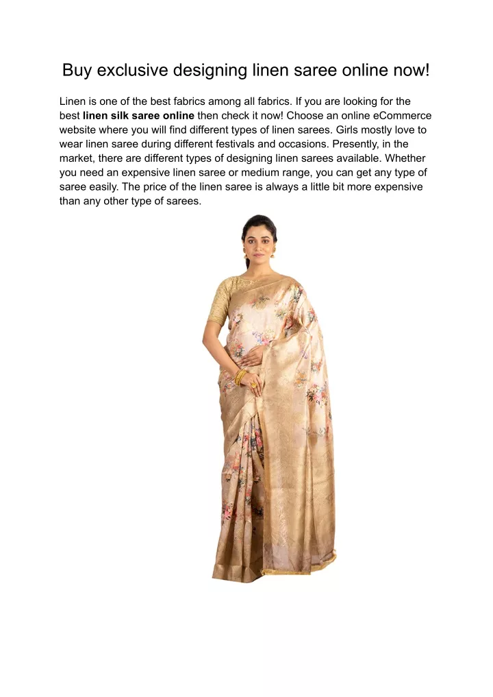 buy exclusive designing linen saree online now