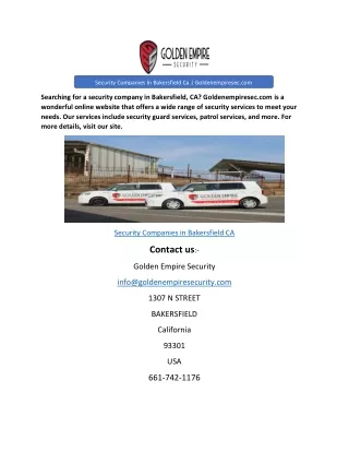 Security Companies In Bakersfield Ca | Goldenempiresec.com