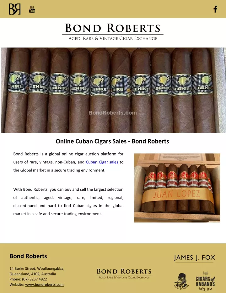 online cuban cigars sales bond roberts