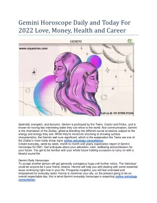 Gemini Horoscope Daily and Today For 2022 Love, Health, Money and Career