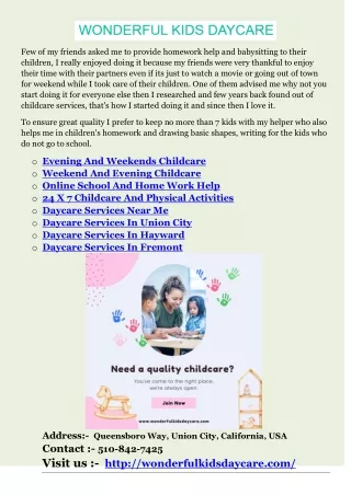 Daycare Services In Union City