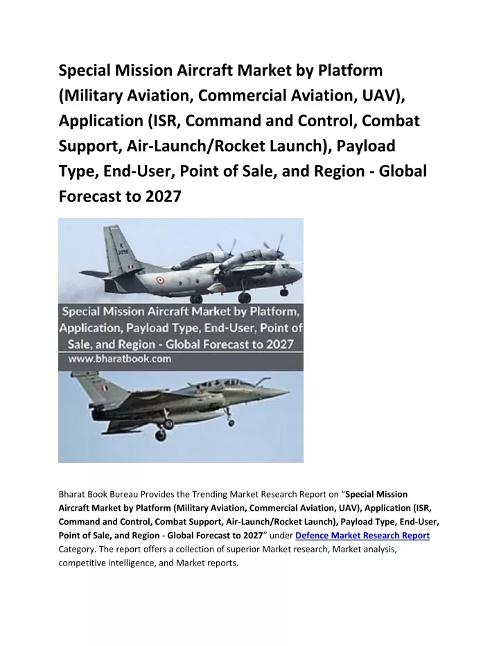 special mission aircraft market by platform
