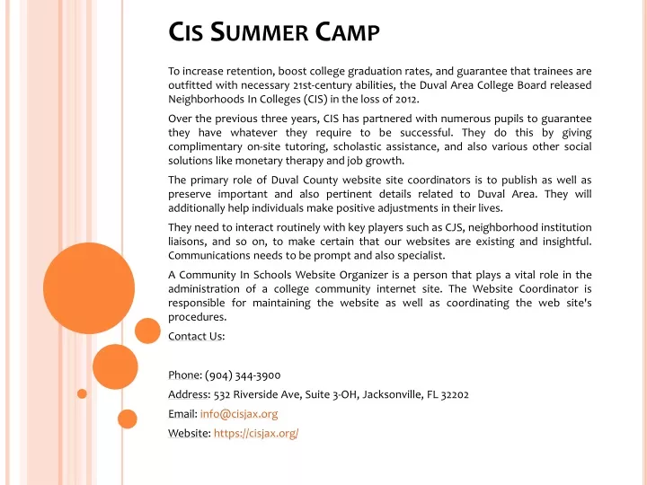cis summer camp