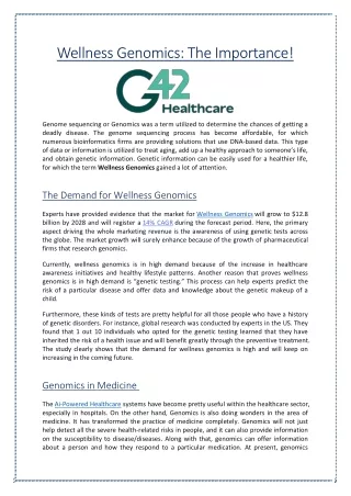 Wellness Genomics - The Importance
