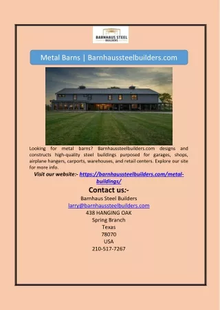 Metal Barns | Barnhaussteelbuilders.com