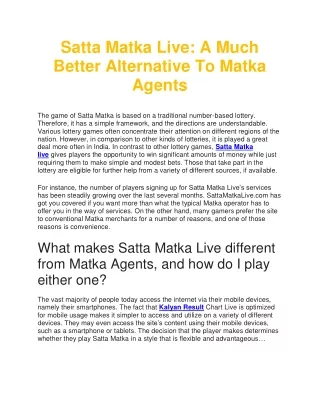 Satta Matka Live A Much Better Alternative To Matka Agents