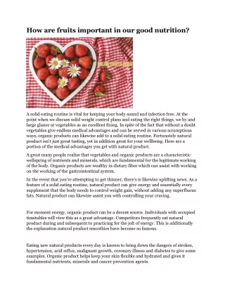 how are fruits important in our good nutrition