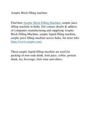 aseptic brick filling machine