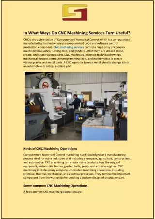 In What Ways Do CNC Machining Services Turn Useful