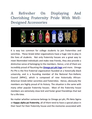 A Refresher On Displaying And Cherishing Fraternity Pride With Well-Designed Acc