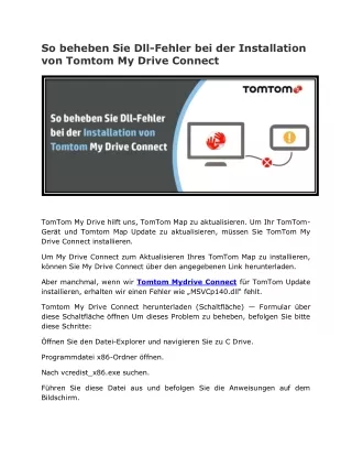 So beheben Sie Dll-Fehler bei der Installation von Tomtom My Drive Connect