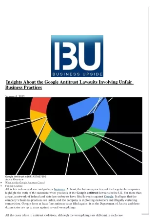 Insights About the Google Antitrust Lawsuits Involving Unfair Business Practices
