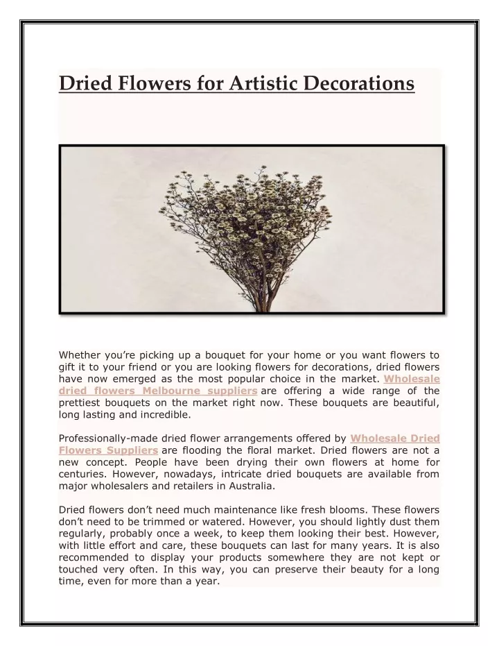 dried flowers for artistic decorations