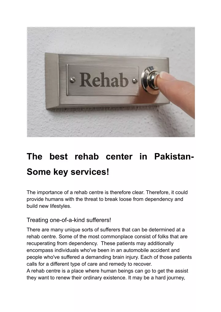 the best rehab center in pakistan