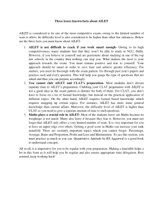 three lesser known facts about ailet
