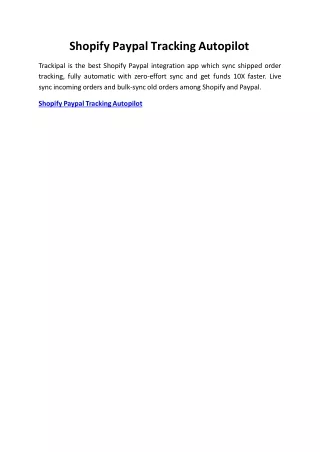 shopify paypal tracking autopilot
