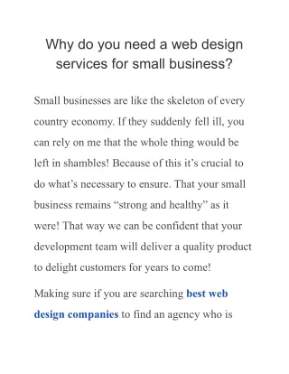 Why do you need a web design services for small business?