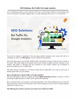 SEO Solutions Bot Traffic On Google Analytics