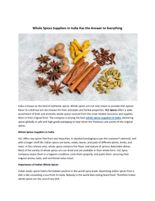 whole spices suppliers in india has the answer