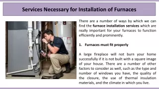 services necessary for installation of furnaces