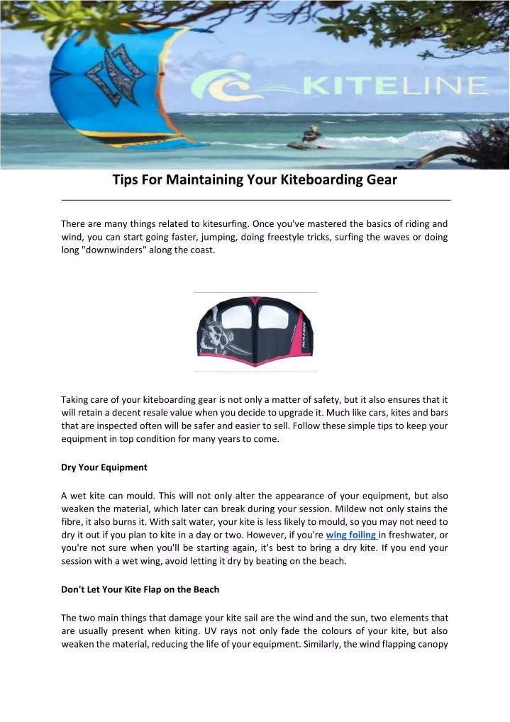 tips for maintaining your kiteboarding gear