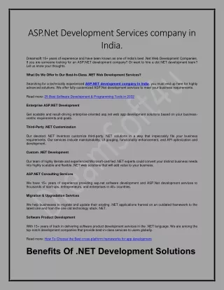 asp net development services company in india