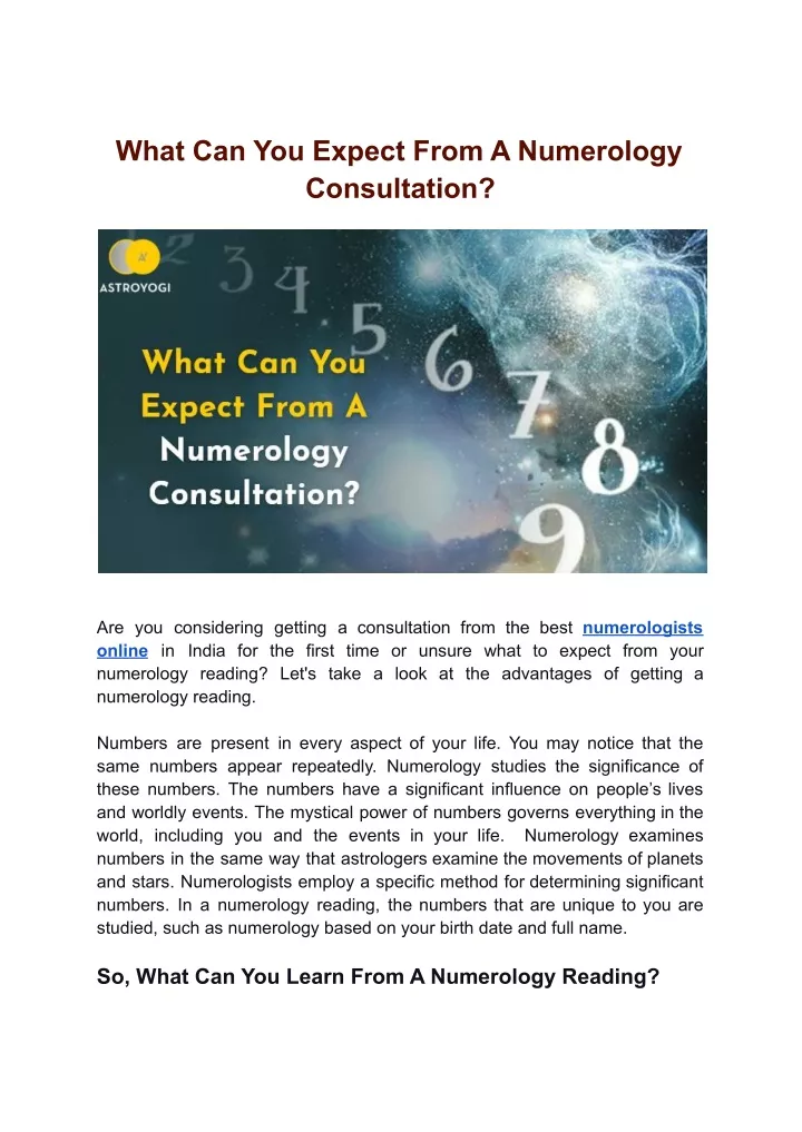 what can you expect from a numerology consultation