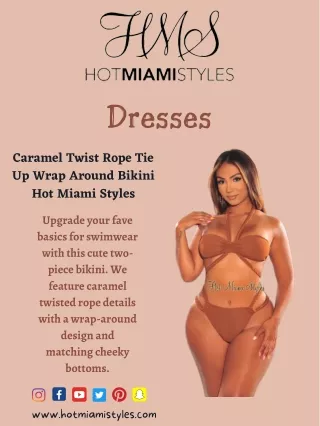 Caramel Twist Rope Tie Up Wrap Around Bikini - Hot Miami Styles