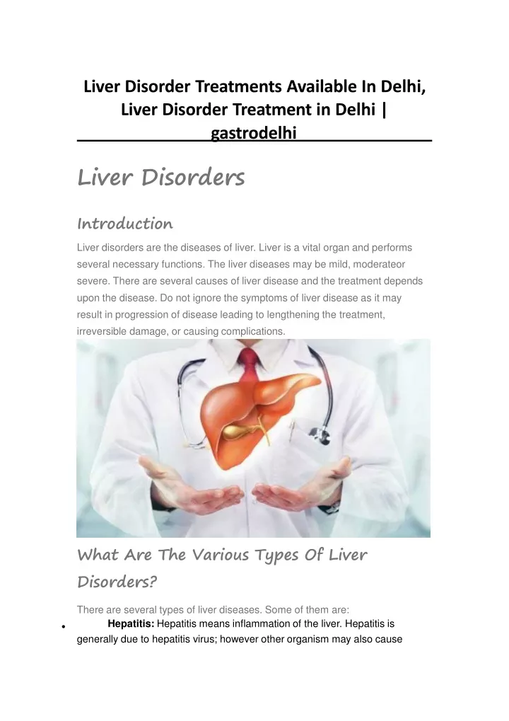 liver disorder treatments available in delhi